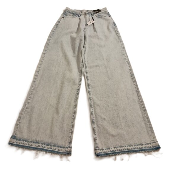 Express Light Denim Relaxed Wide Leg Super High Rise Cotton Jeans Women’s 2R NWT - Picture 2 of 15